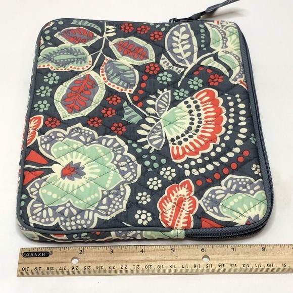 Vera Bradley Nomadic Floral Tablet Zipper Case Sleeve Padded Gray Teal - Picture 3 of 6